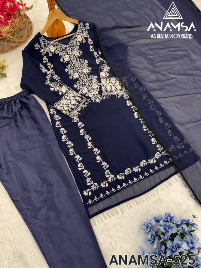 Anamsa 525 Faux Georgette Embroidery Pakistani Suit Wholesale Market In Surat